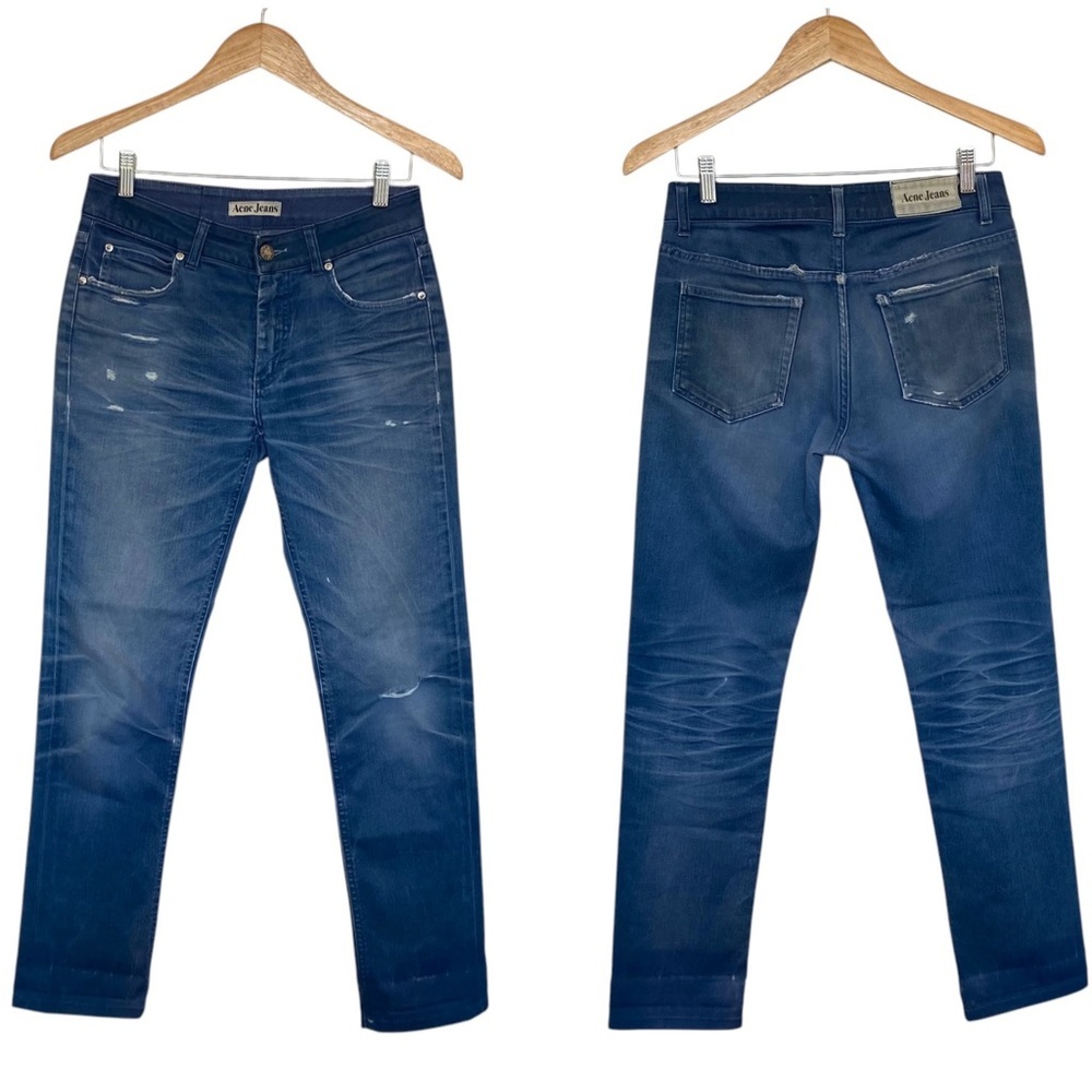 Acne Low Rise Boot Cut Jeans Hex Used Twill Blue